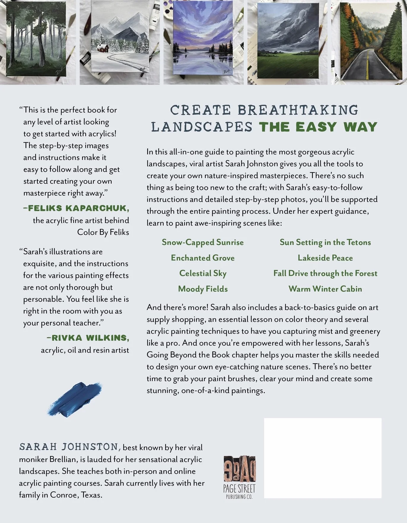 Acrylic Landscapes for Beginners: Your Step-By-Step Guide to Painting Scenic Drives, Misty Forests, Snowy Mountains and More
