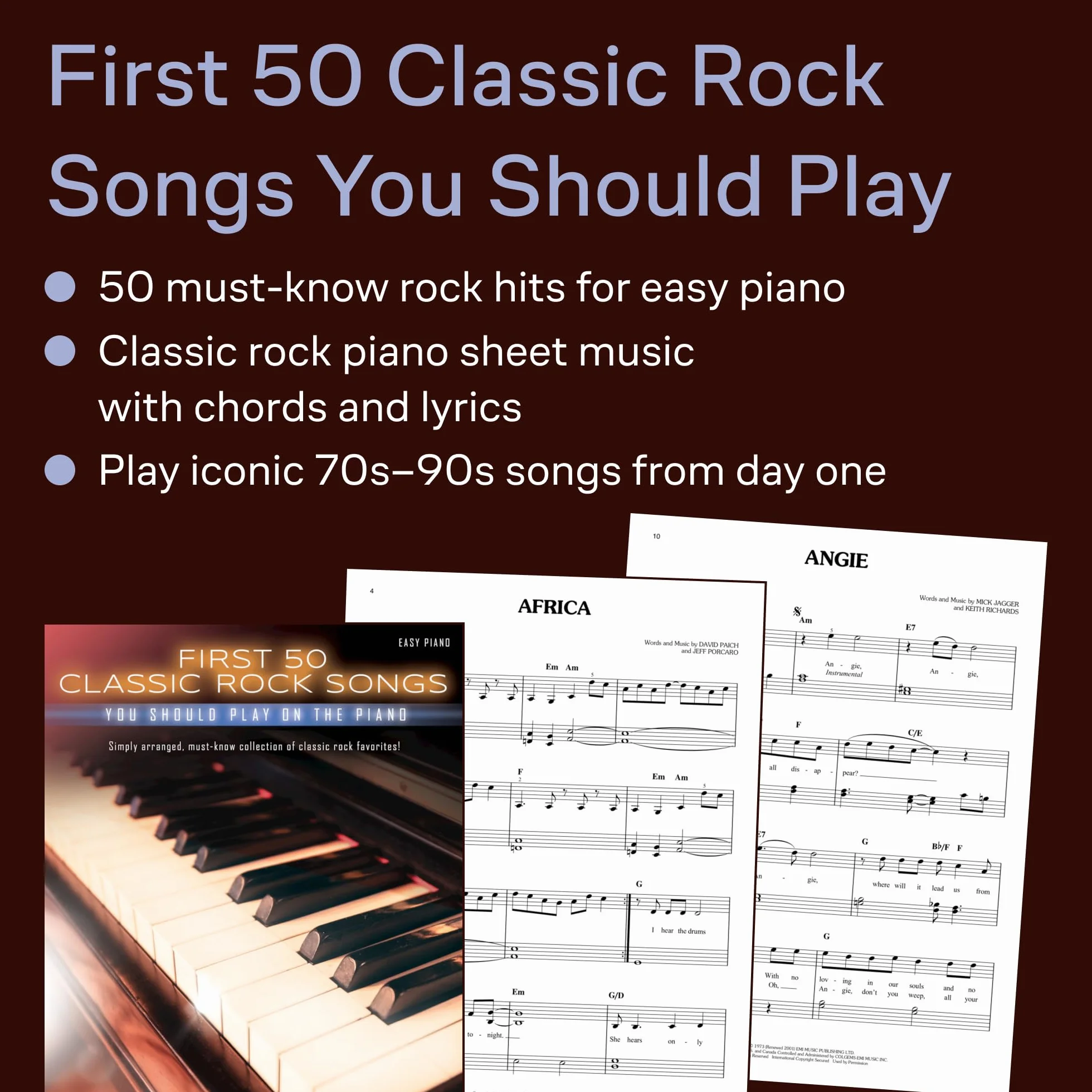 First 50 classic rock songs you should play on piano - easy piano