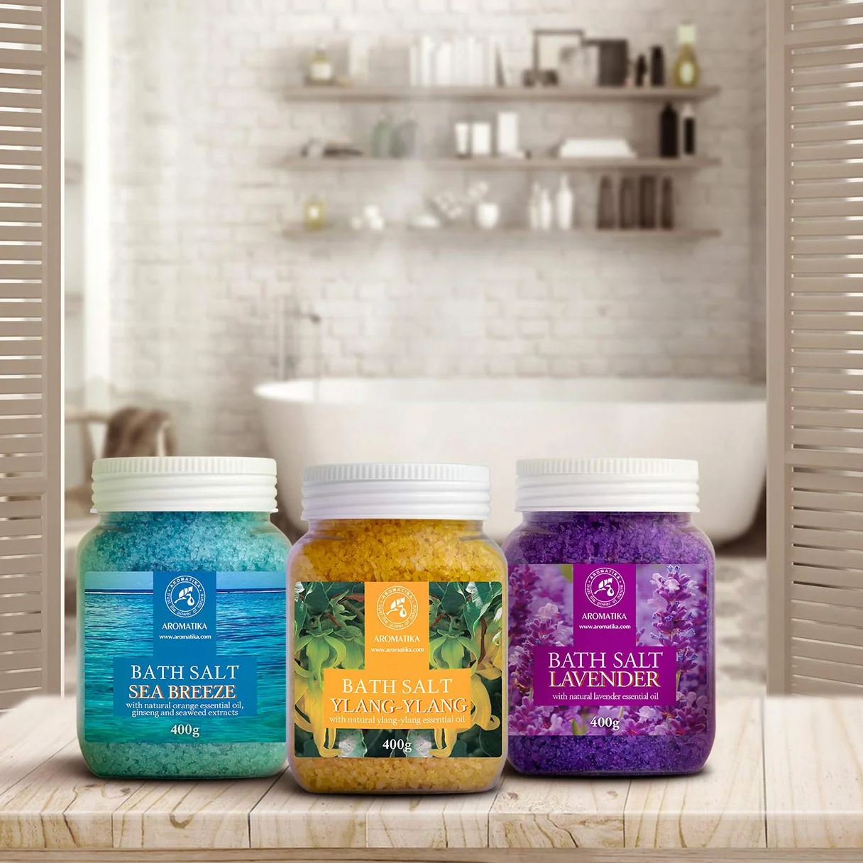 Zestaw do Kąpieli Sole - Lawendą - Morska Bryza - Ylang-Ylang - Olejki Eteryczne - 3x400g - Kojąca Kąpiel - Sole do Kąpieli - Relaksacyjna Sól do Kąpieli - Aromaterapia - Kąpiel z Morskimi Solami