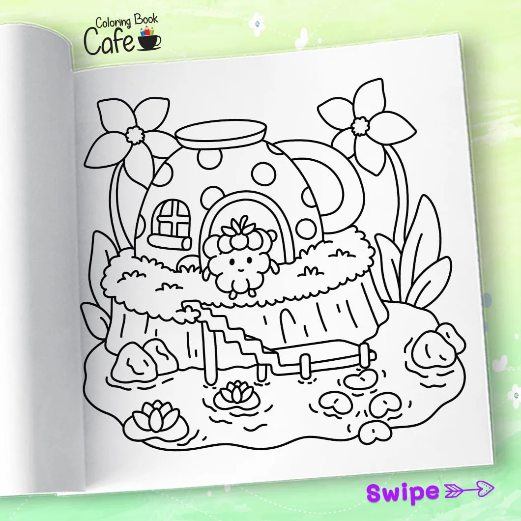 Cozy Foodie: Coloring Book for Adults and Teens Featuring Adorable Fruit and Veggie Characters in Whimsical Cozy Scenes
