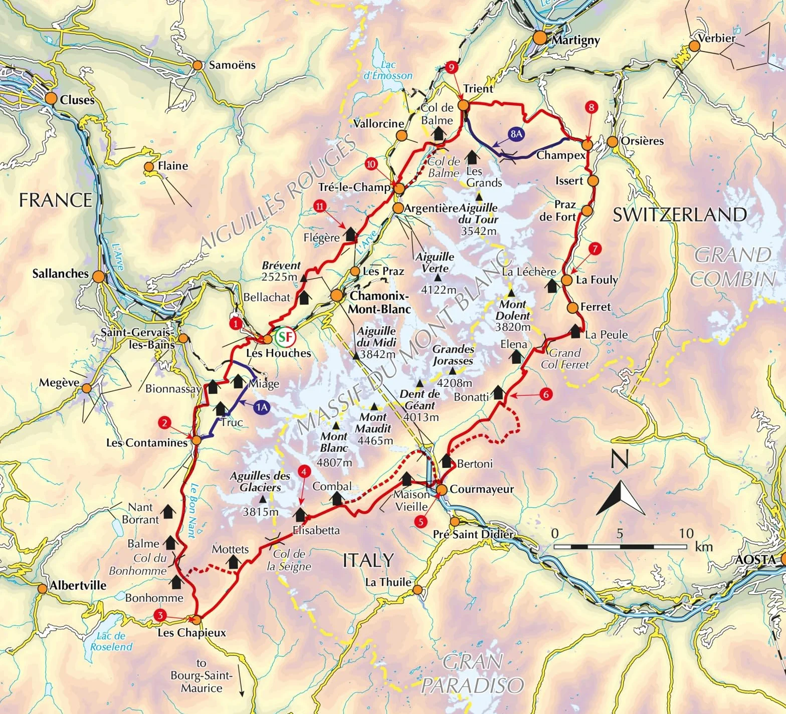 Tour of mont blanc: Classic 170km Hut-To-Hut Hike with Two-Way Route Description