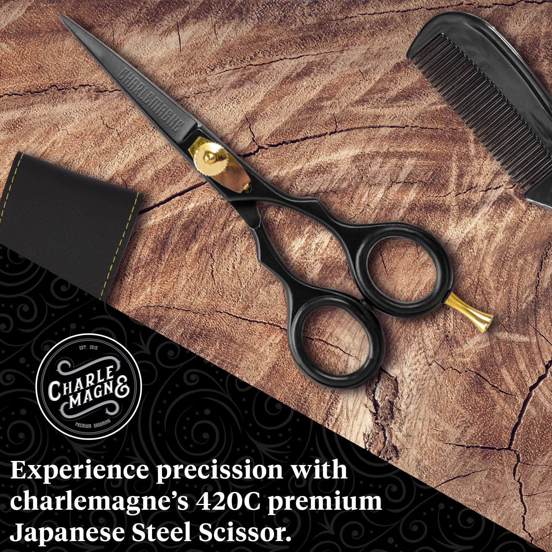 Charlemagne Beard Scissors - Nożyczki do brody małe – Ze stali nierdzewnej do brody i wąsów – Bardzo ostre – Fryzjerskie do włosów