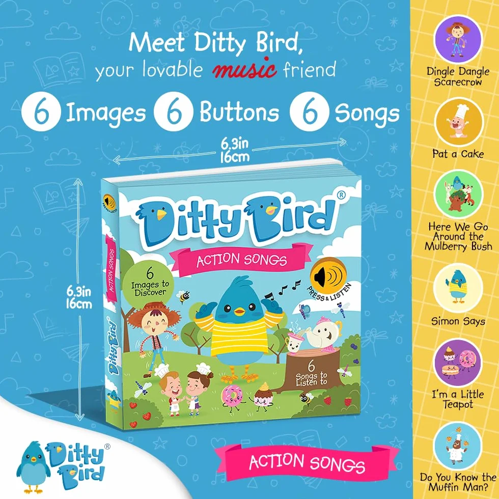 Ditty Bird | Action Songs | Interactive Sound Book for toddlers 1- 3 | Musical books for 1 year old