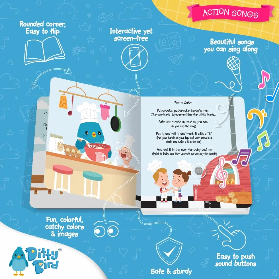 Ditty Bird | Action Songs | Interactive Sound Book for toddlers 1- 3 | Musical books for 1 year old