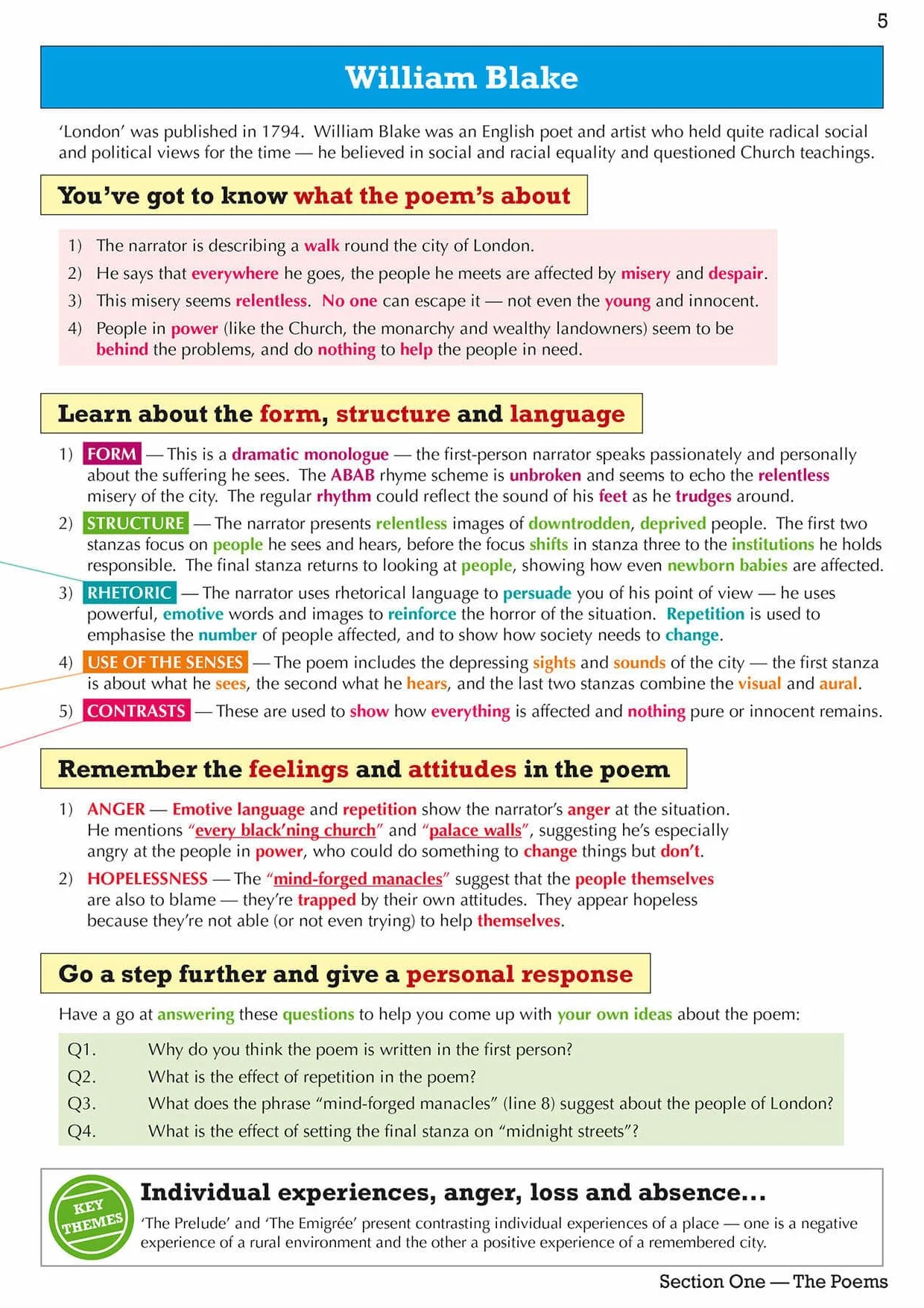 GCSE English AQA Poetry Guide - Power & Conflict Anthology inc. Online Edition, Audio & Quizzes