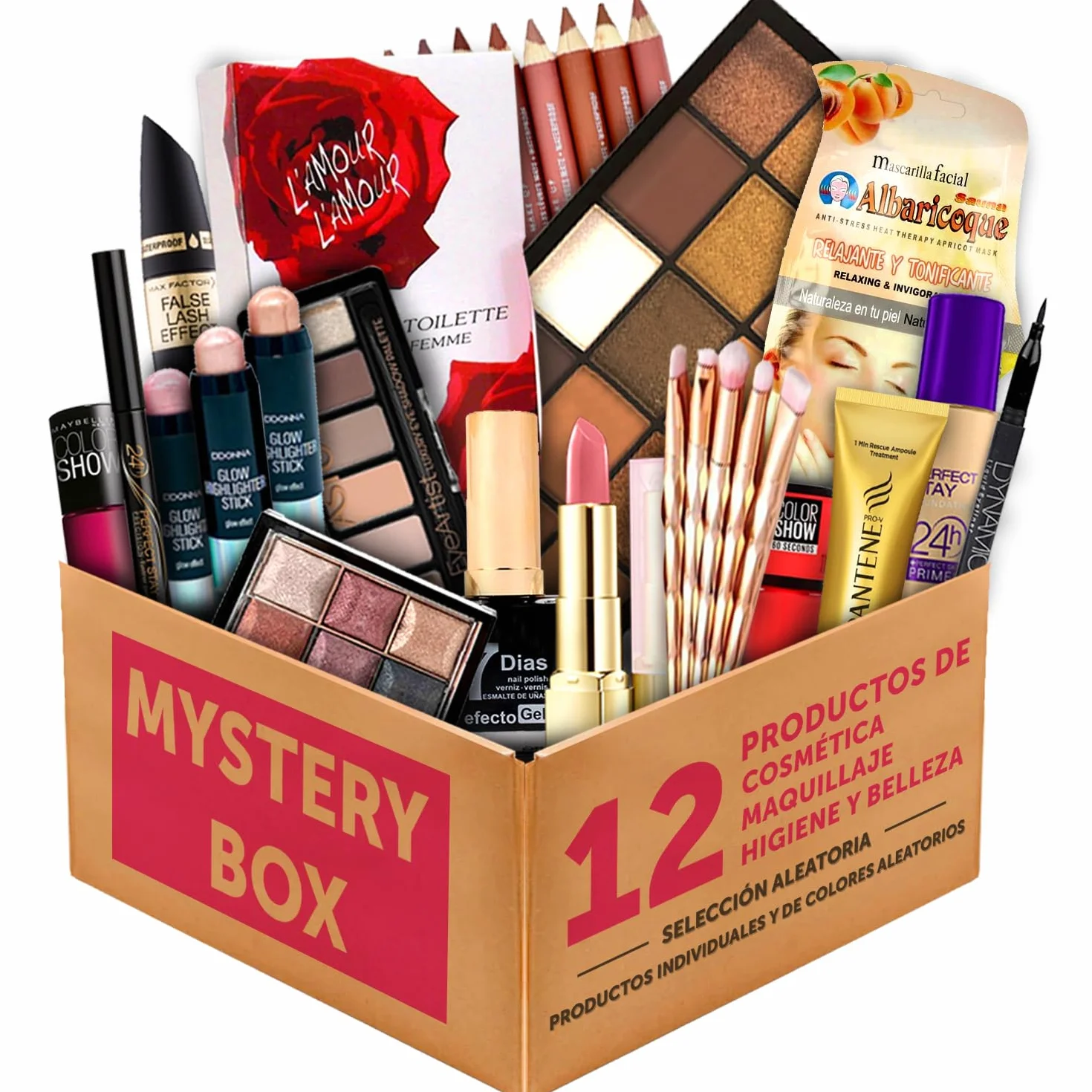 12 Kosmetyki i kosmetyki do makijażu w pudełku Premium Beauty Gift dla kobiet, cenione co najmniej 25 € z pierwszymi markami i 12 różnymi produktami mieszankowymi.