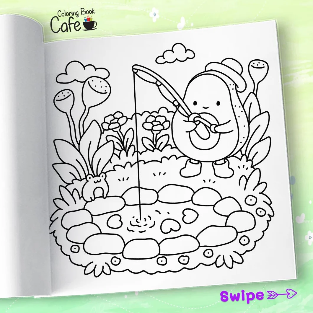 Cozy Foodie: Coloring Book for Adults and Teens Featuring Adorable Fruit and Veggie Characters in Whimsical Cozy Scenes