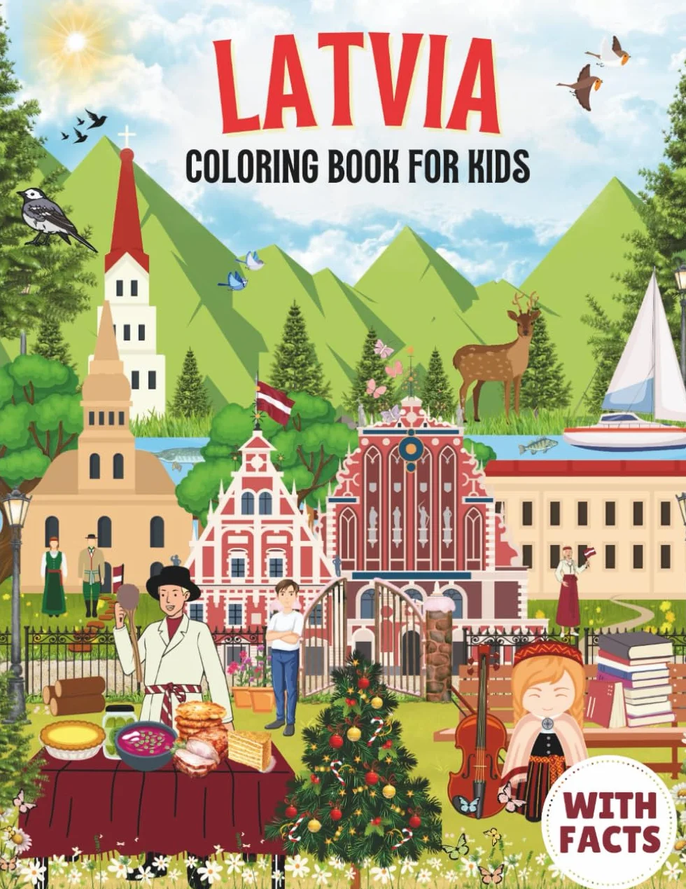 Latvia Coloring Book for kids with facts
