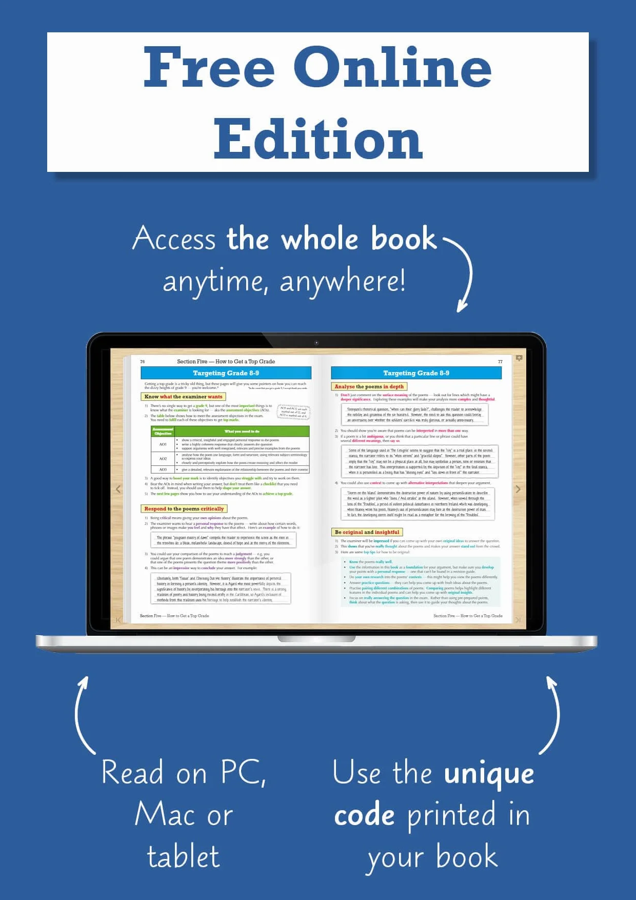 GCSE English AQA Poetry Guide - Power & Conflict Anthology inc. Online Edition, Audio & Quizzes