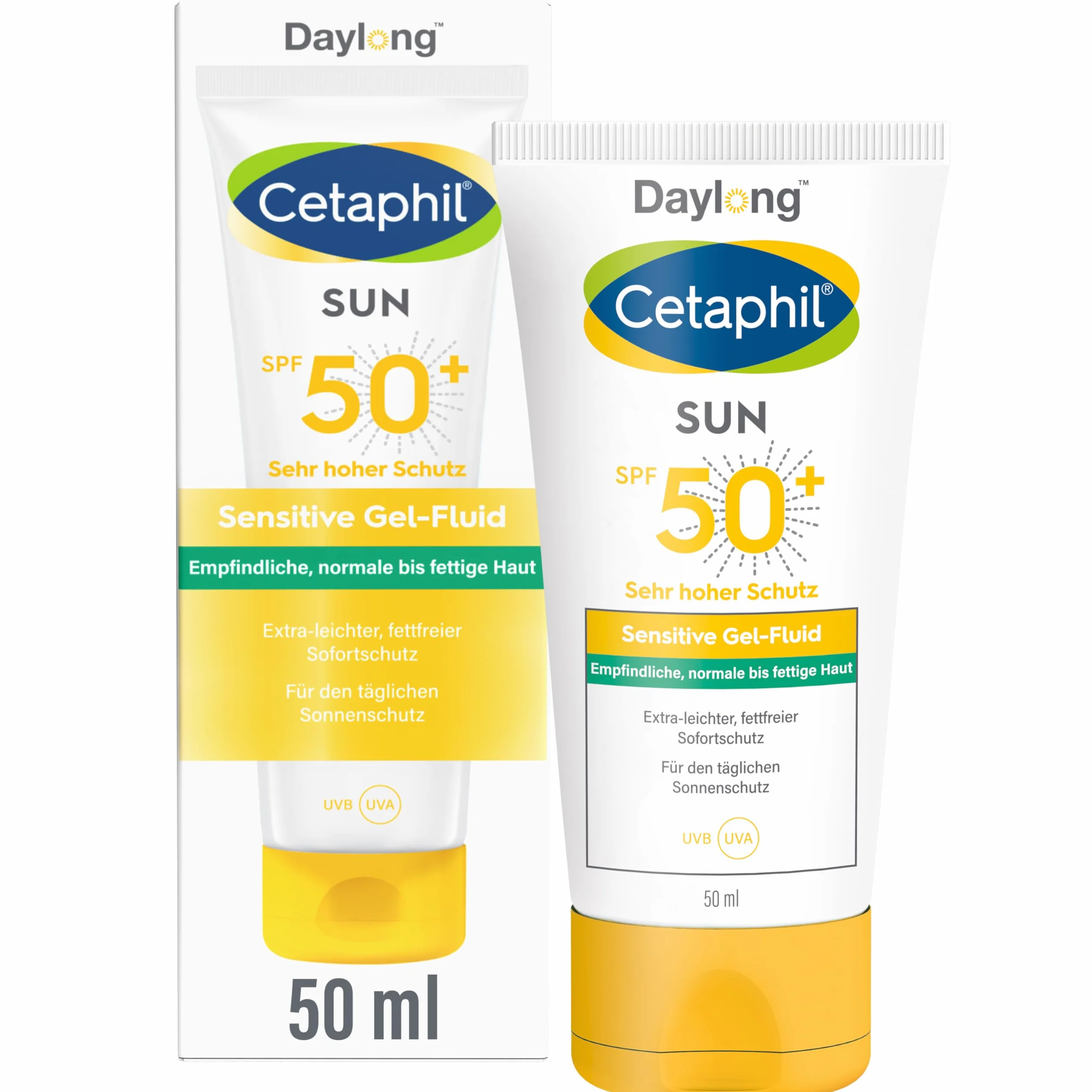 CETAPHIL Sun Sensitive Gel-Fluid SPF 50+, 50 ml, krem przeciwsłoneczny do skóry wrażliwej i tłustej, skłonnej do alergii słonecznych, bardzo skuteczny krem przeciwsłoneczny do twarzy, nie zawiera