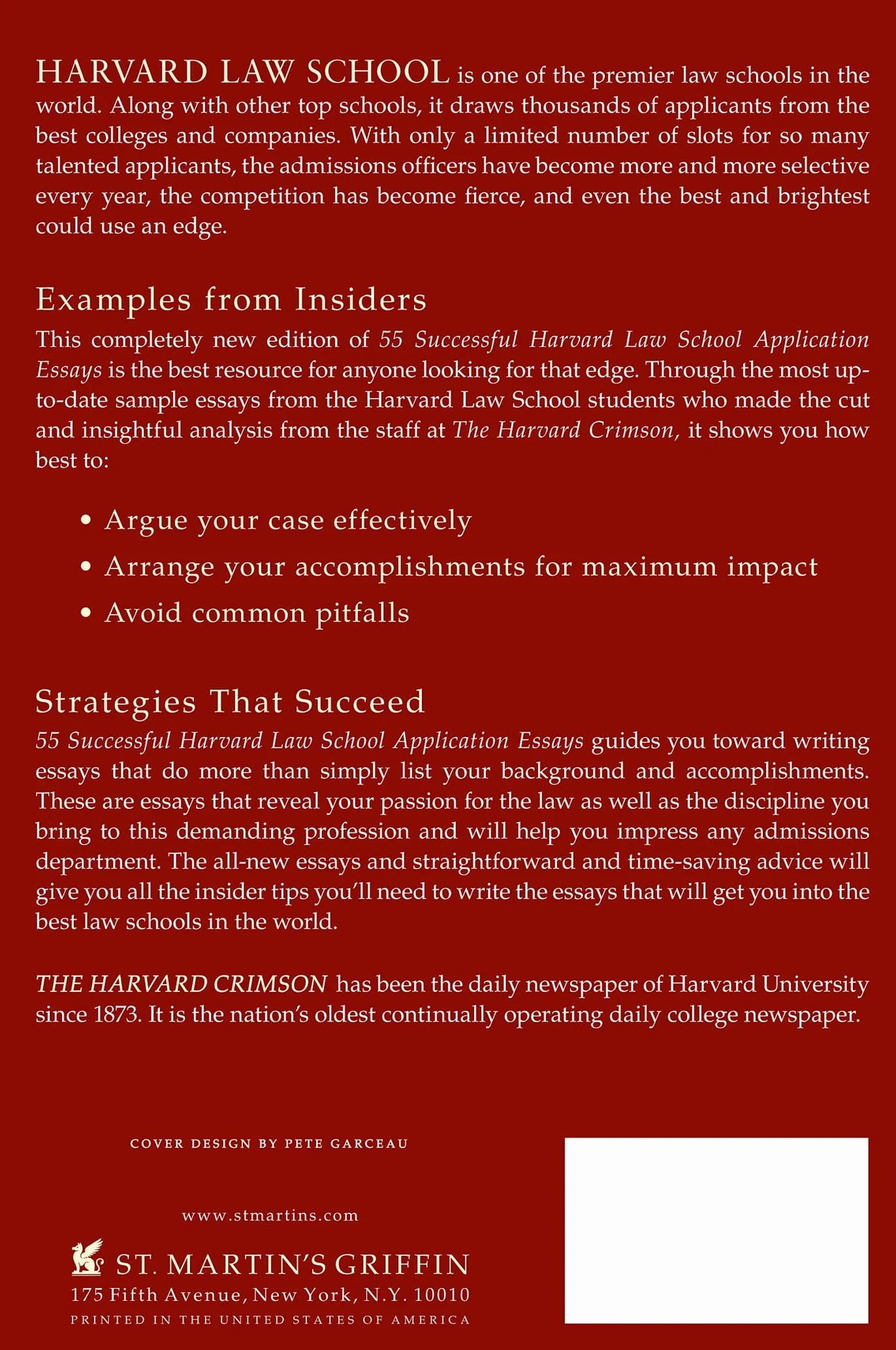 55 Successful Harvard Law School Application Essays, 2nd Edition: With Analysis by the Staff of the Harvard Crimson