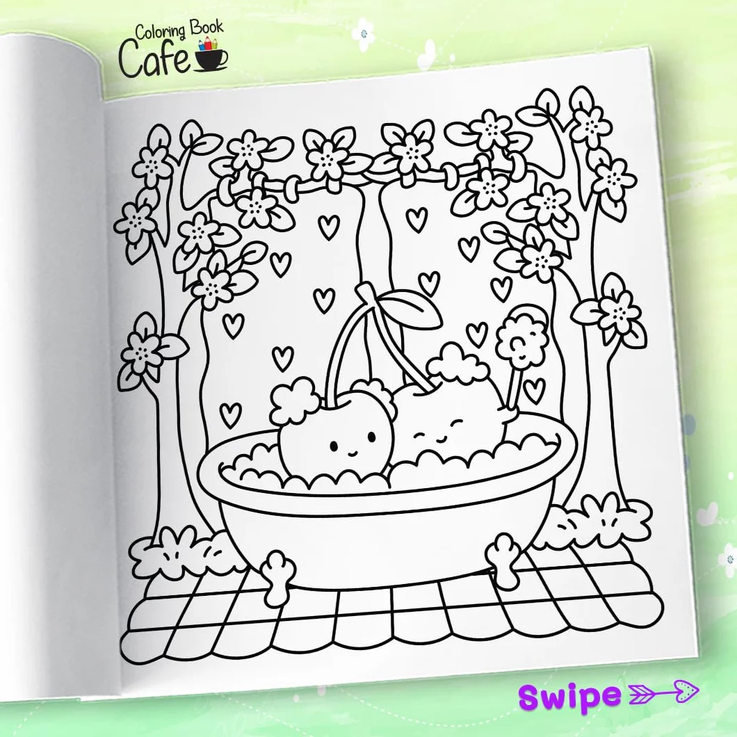 Cozy Foodie: Coloring Book for Adults and Teens Featuring Adorable Fruit and Veggie Characters in Whimsical Cozy Scenes