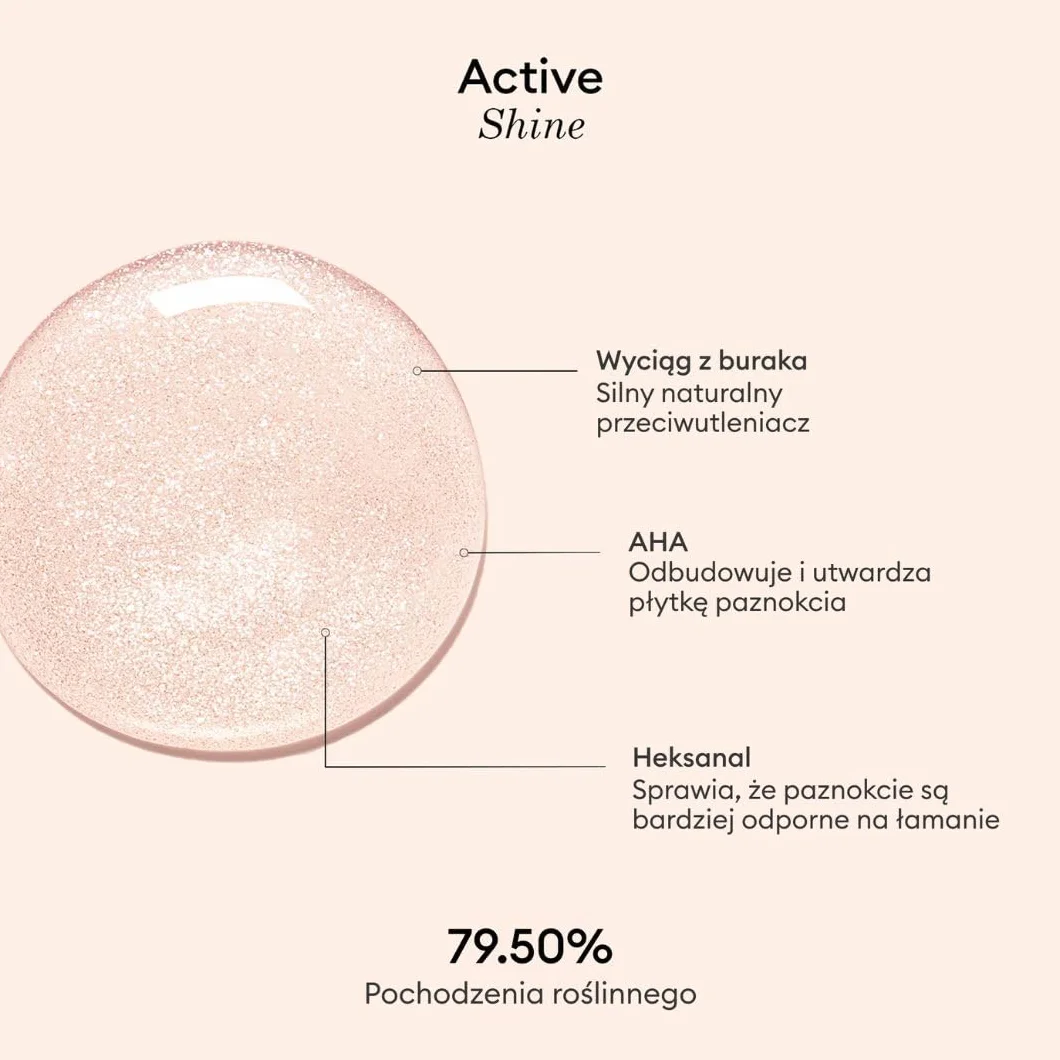 Manucurist Active Shine™ Żelowy lakier do paznokci, bez lampy, wegański, wyprodukowany we Francji, ultrabłyszczący, 2 w 1, Nude Nail Strengthener & Highlighter, składniki pochodzenia roślinnego