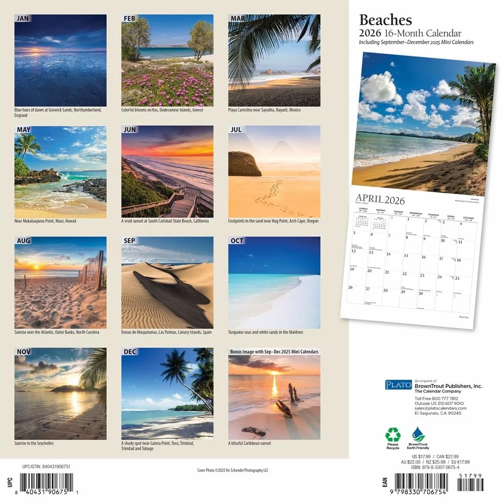 Beaches - Traumstrände 2026 - 16-Monatskalender: Original BrownTrout-Kalender [Mehrsprachig] [Kalender]