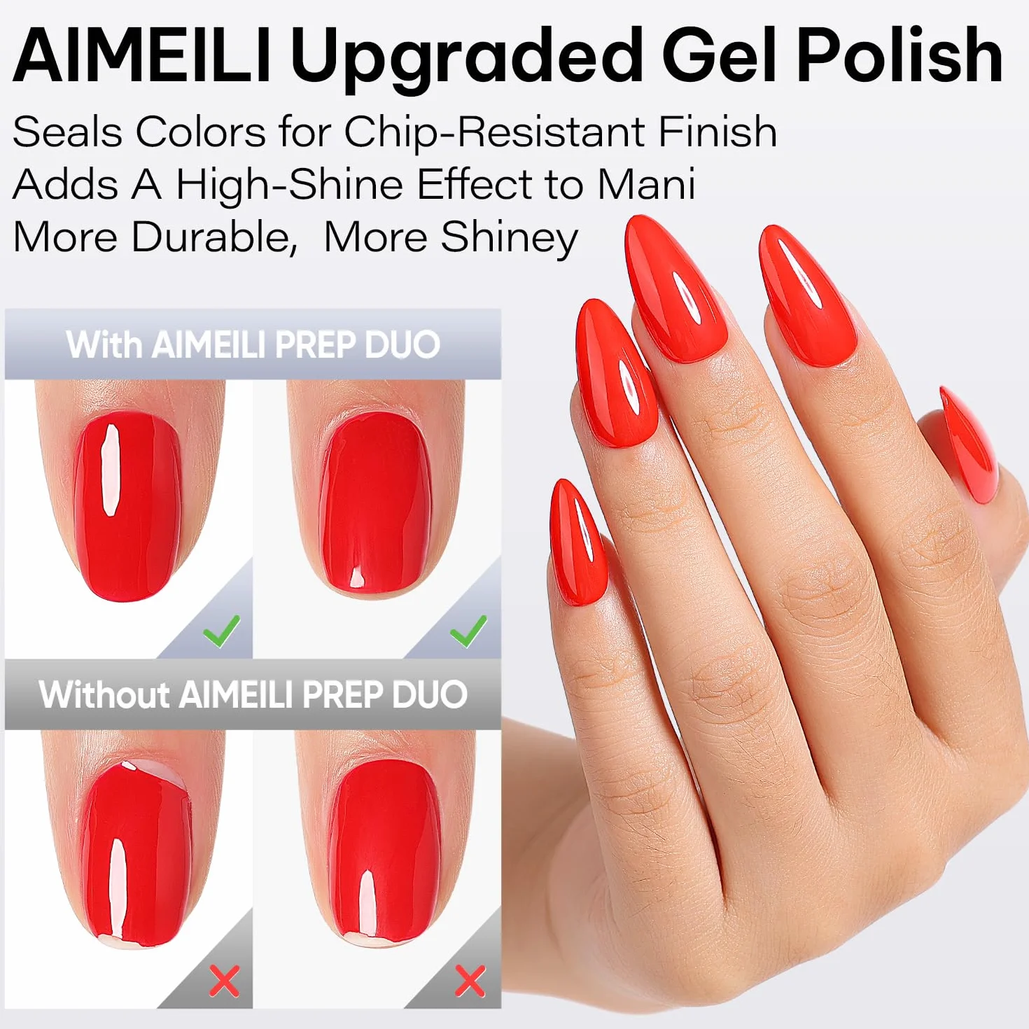 AIMEILI Nail Prep i Primer Base & Top Coat Paznokcie do żelu, dehydratora i podkładu oraz lakieru nawierzchniowego i półtrwałego zestawu do paznokci 4 x 8 ml