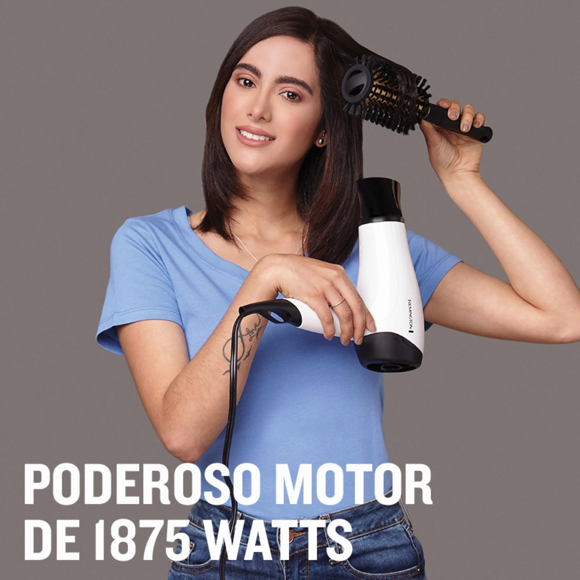 Remington suszarka do włosów z jonizacją, kompaktowa, funkcja Eco, 3 ust. nagrzewania i 2 ust. nawiewu, zimny nawiew, koncentrator i dyfuzor, łatwa w czyszczeniu, moc 2000W, biała, Power Volume D3015