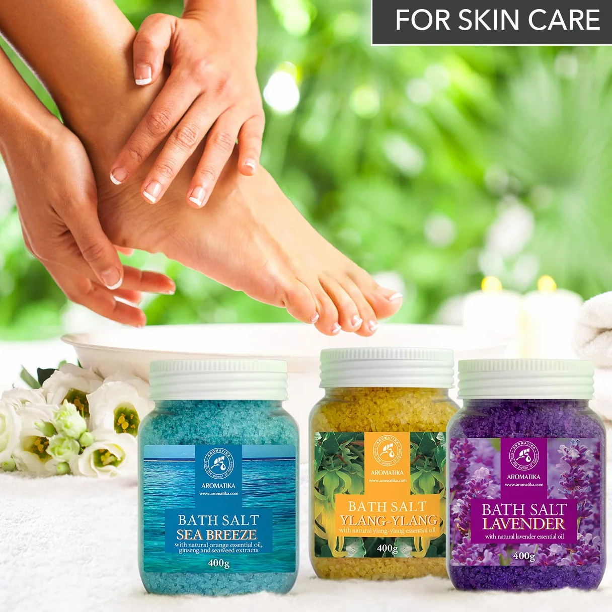 Zestaw do Kąpieli Sole - Lawendą - Morska Bryza - Ylang-Ylang - Olejki Eteryczne - 3x400g - Kojąca Kąpiel - Sole do Kąpieli - Relaksacyjna Sól do Kąpieli - Aromaterapia - Kąpiel z Morskimi Solami