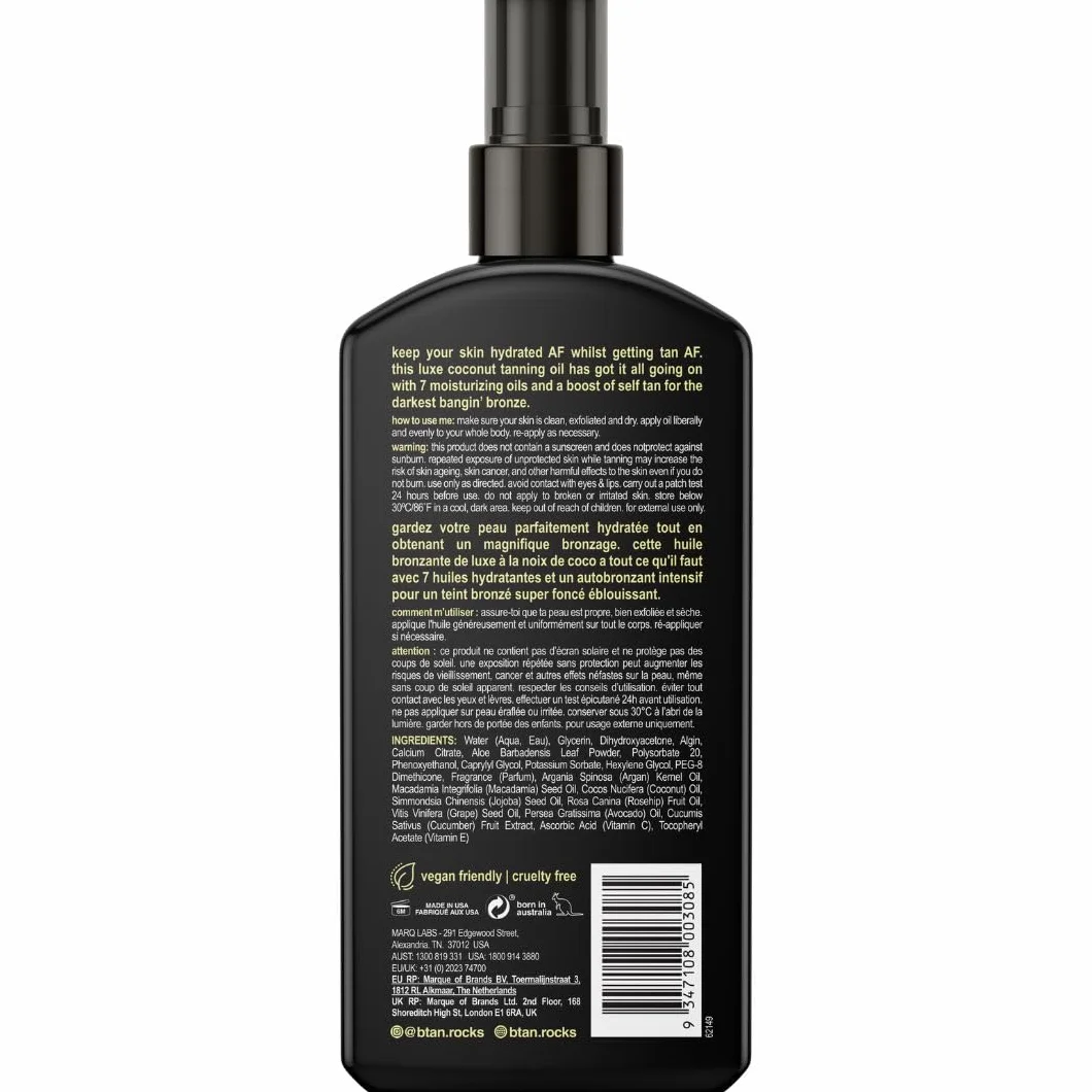 b.tan Intensifier Deep Tanning Dry Spray Oil | Opalony AF – uzyskaj szybszą, ciemniejszą opaleniznę dzięki aktywnym składnikom przyspieszającym opalanie, wypełniony olejkami ultra nawilżającymi, aby utrzymać skórę nawilżoną, wegański, 8 uncji uncji