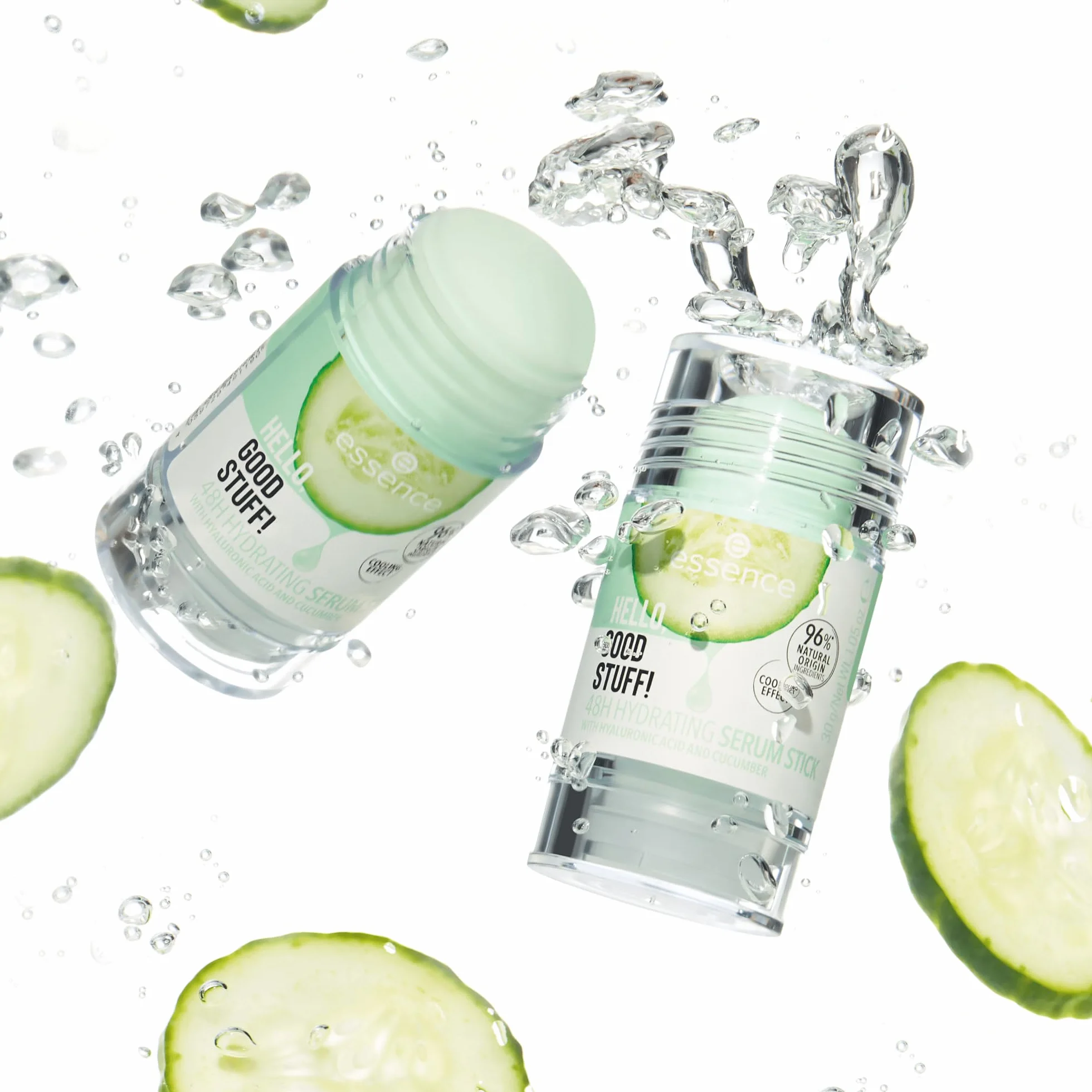 Essence HELLO, GOOD STUFF! 48H serum nawilżające, przezroczyste, nawilżające, chłodzące, orzeźwiające, wegańskie, bez oleju, bez parabenów, bez cząstek mikroplastiku, 3 sztuki w opakowaniu (3 x 30 g)