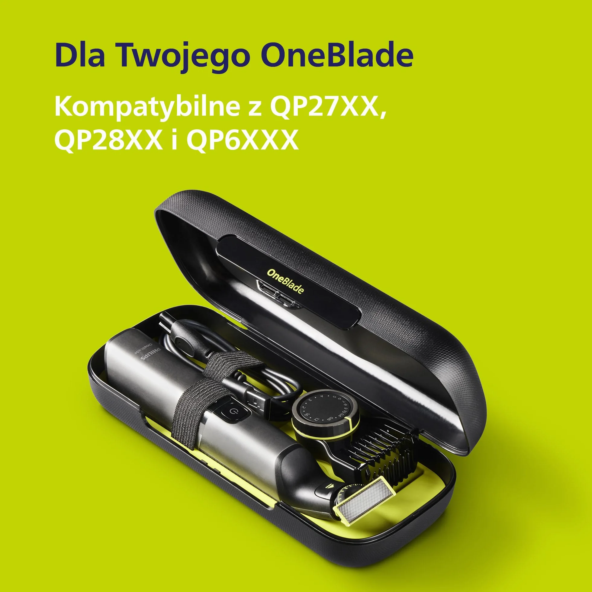 Philips OneBlade etui podróżne – idealne w podróży, zapobiega uszkodzeniom, kompatybilne z QP27XX, QP28XX i QP6XXX, model QP401/30
