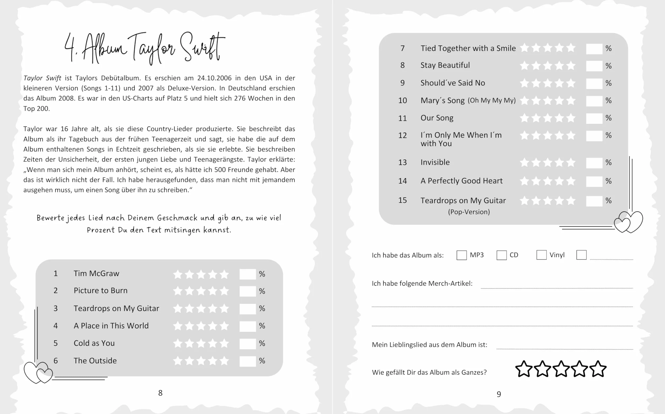 100 Challenges für Taylor Swift Fans