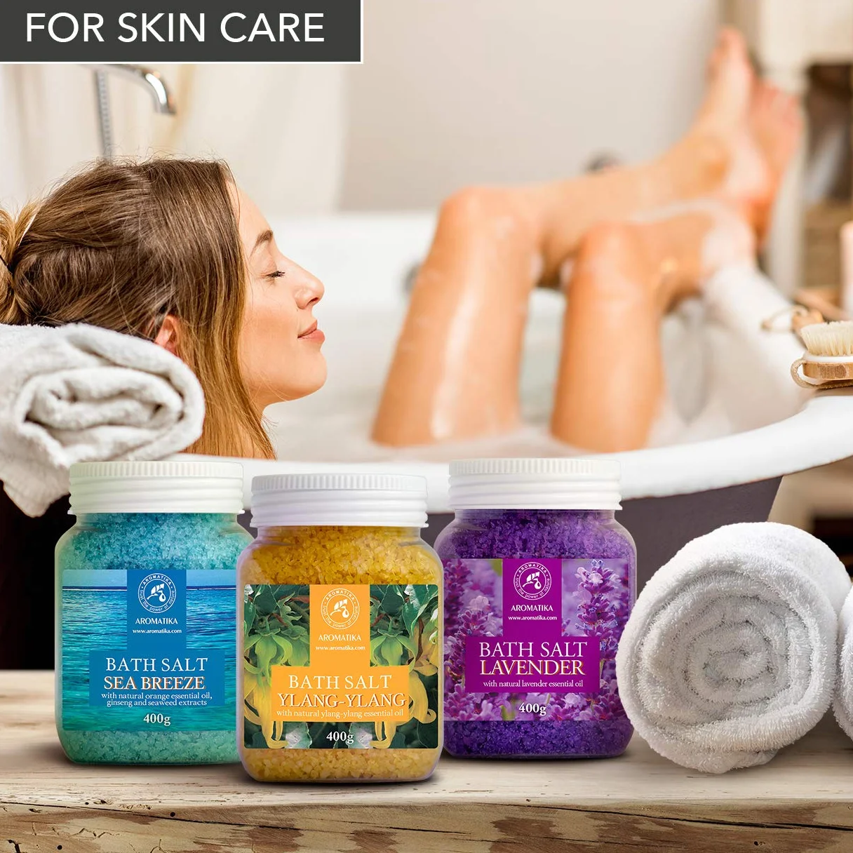 Zestaw do Kąpieli Sole - Lawendą - Morska Bryza - Ylang-Ylang - Olejki Eteryczne - 3x400g - Kojąca Kąpiel - Sole do Kąpieli - Relaksacyjna Sól do Kąpieli - Aromaterapia - Kąpiel z Morskimi Solami