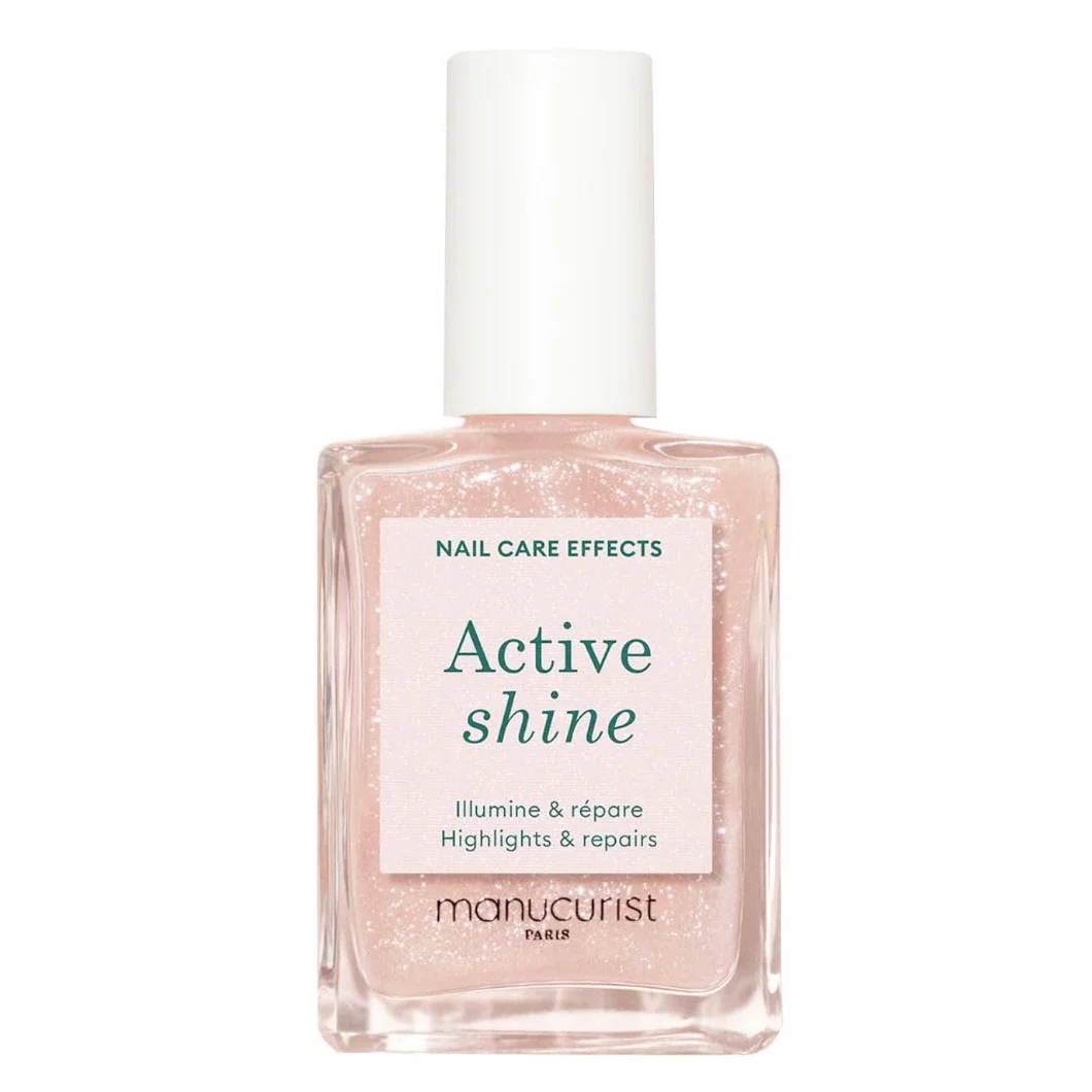 Manucurist Active Shine™ Żelowy lakier do paznokci, bez lampy, wegański, wyprodukowany we Francji, ultrabłyszczący, 2 w 1, Nude Nail Strengthener & Highlighter, składniki pochodzenia roślinnego